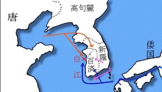 　唐朝时期中日白江口之战示意图 资料图